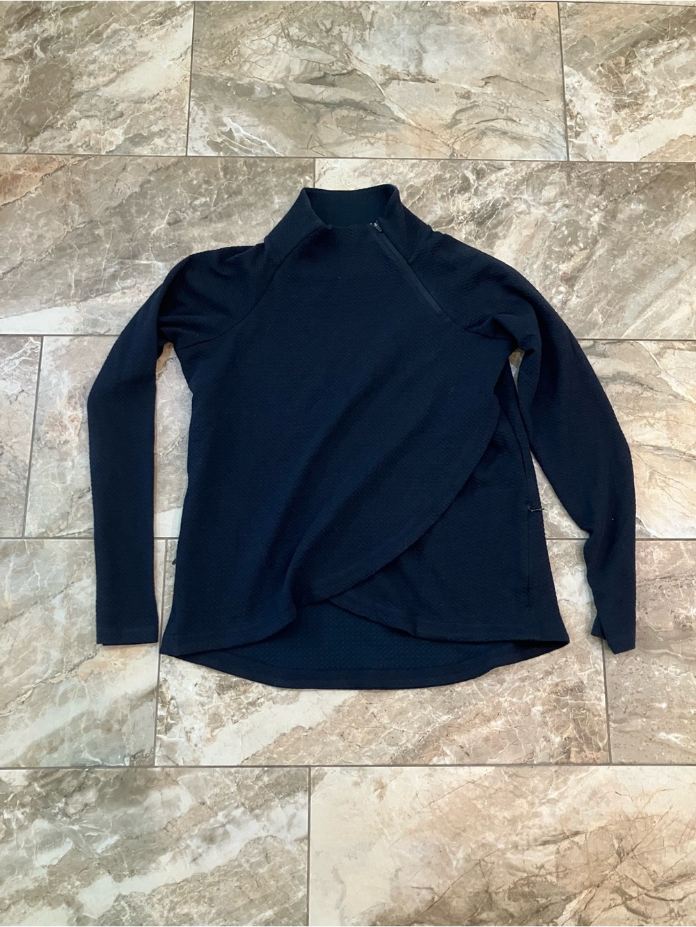 IBKUL Womens Solid Popcorn Stitch Asymmetrical Zip Golf Pullover